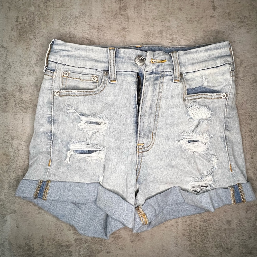 Aeropostale High Rise Curvy Midi jean shorts (Size 2)